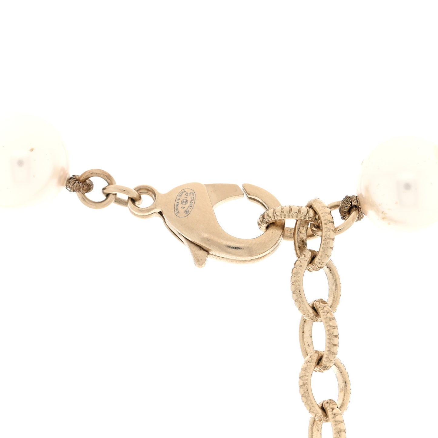 Pearl Crystal CC Heart Short Necklace Gold Pearly White Pink