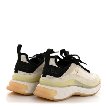 Chanel Fabric Suede Calfskin CC Sneakers 37.5 White Ivory 5 of 10