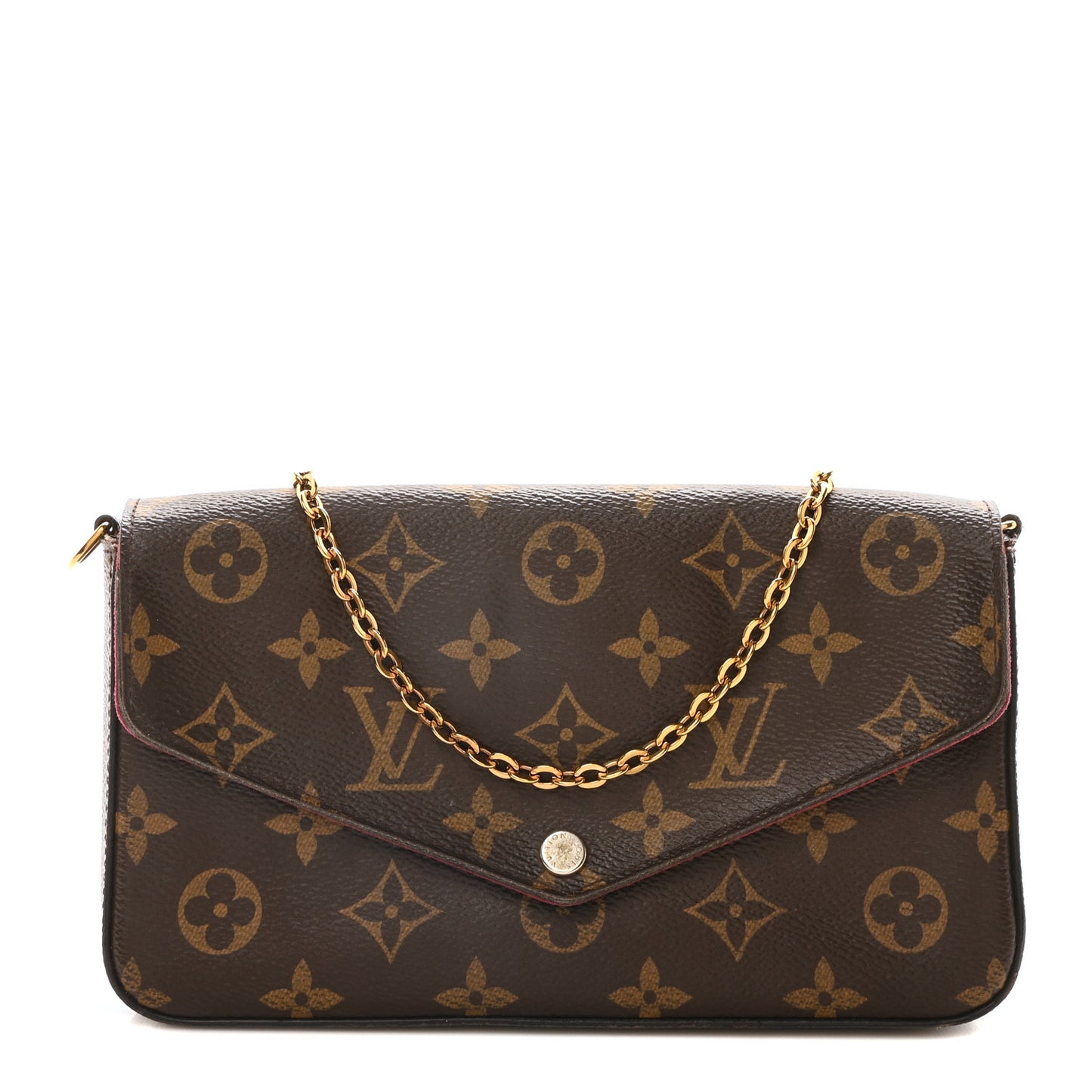 Monogram Pochette Felicie Chain Wallet Fuchsia