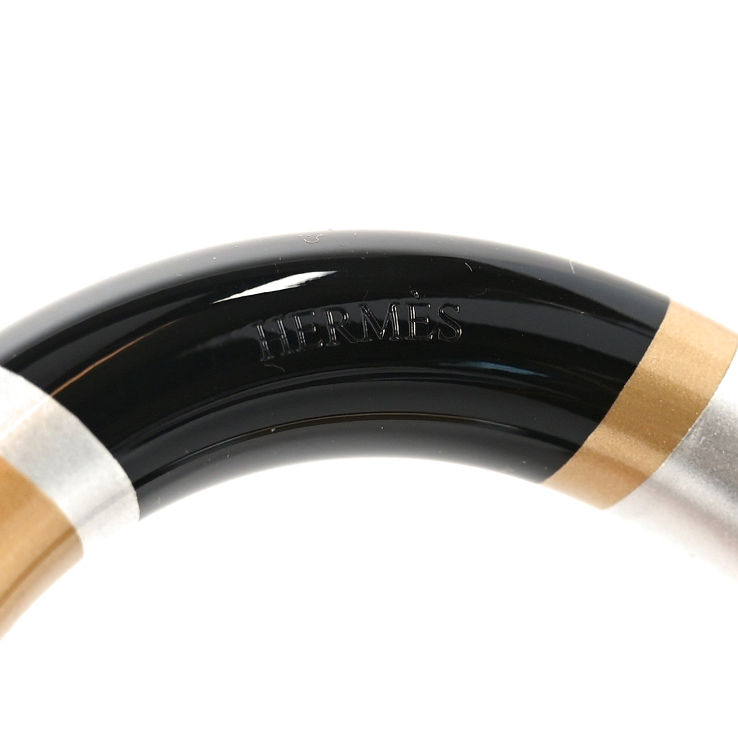 Hermes Lacquered Wood H Equipe GM Bangle Bracelet Black 4 of 5