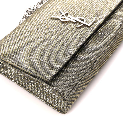Saint Laurent Metallic Canvas Woven Medium Classic Monogram Kate Satchel Silver 9 of 10