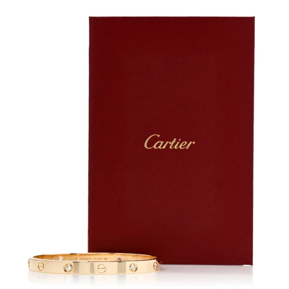 Cartier 18K Yellow Gold 4 Diamond LOVE Bracelet 18 9 of 9