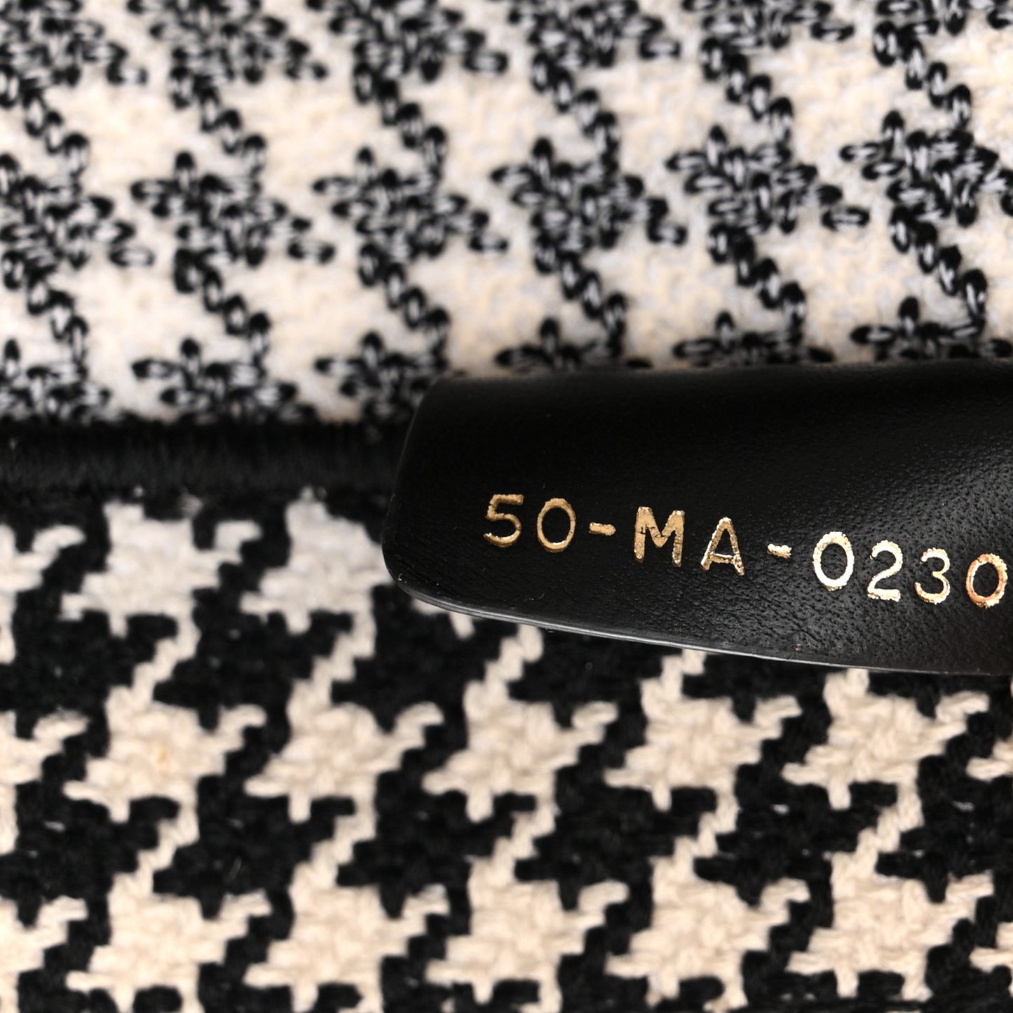 Canvas Houndstooth Embroidered Medium Book Tote Black White