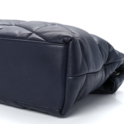Saint Laurent Lambskin Quilted Medium Loulou Puffer Monogram Chain Satchel Navy 13 of 14