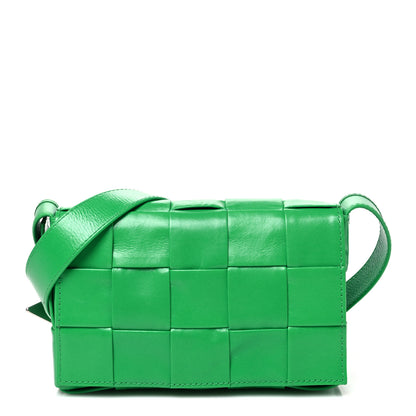Bottega Veneta Paper Calfskin Maxi Intreccio Small Cassette Crossbody Bag Grass 1 of 11