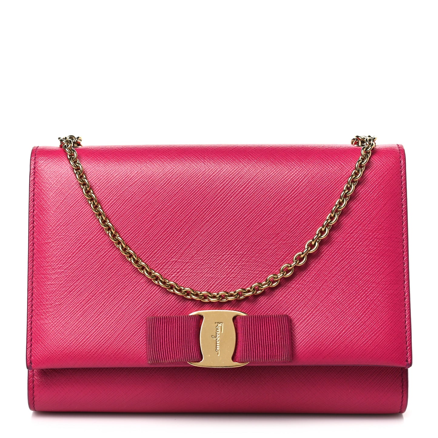 Hammered Calfskin Mini Miss Vara Bow Chain Bag Pink