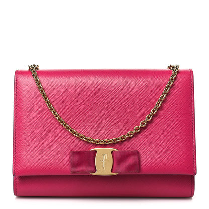 Salvatore Ferragamo Hammered Calfskin Mini Miss Vara Bow Chain Bag Pink 1 of 9