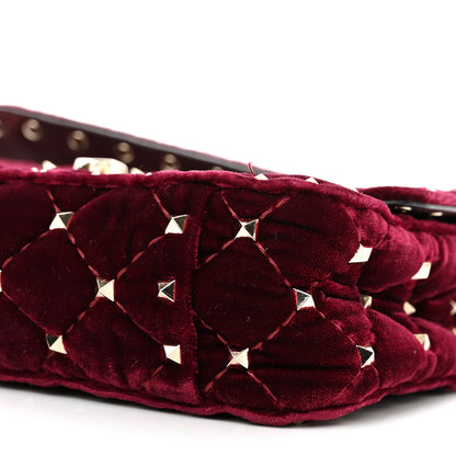 Valentino Garavani Velvet Small Rockstud Spike Shoulder Bag Rubino 9 of 12