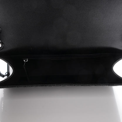 Saint Laurent Grain De Poudre Textured Mixed Matelasse Large Triquilt Monogram Monochrome Satchel Black 5 of 7