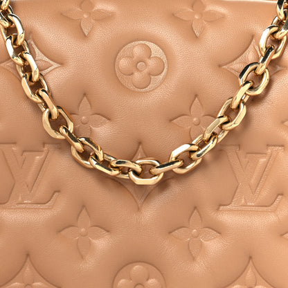 Louis Vuitton Lambskin Embossed Monogram Pochette Coussin Camel 7 of 9