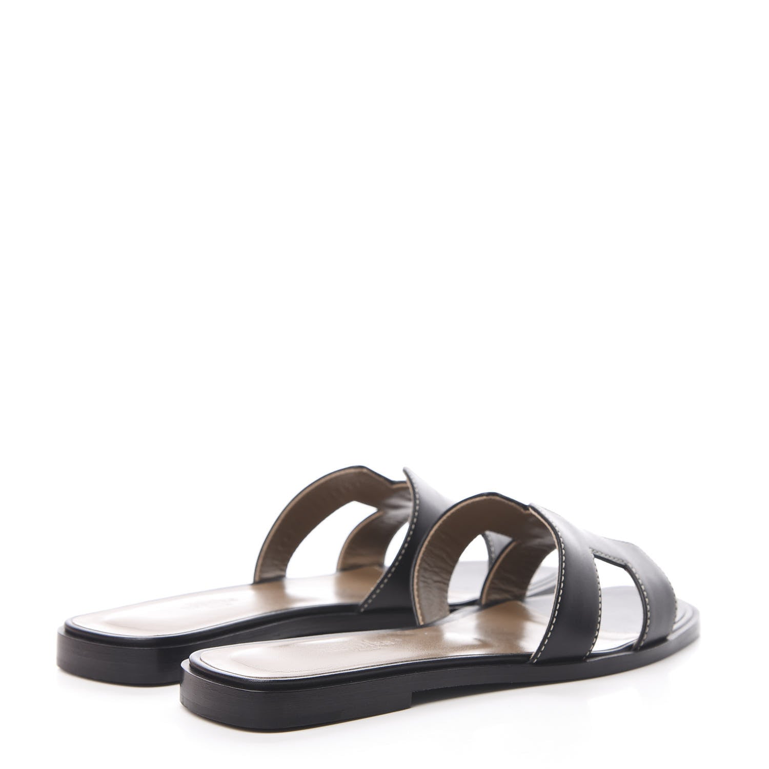Hermes Box Calfskin Oran Sandals 37 Black 4 of 12