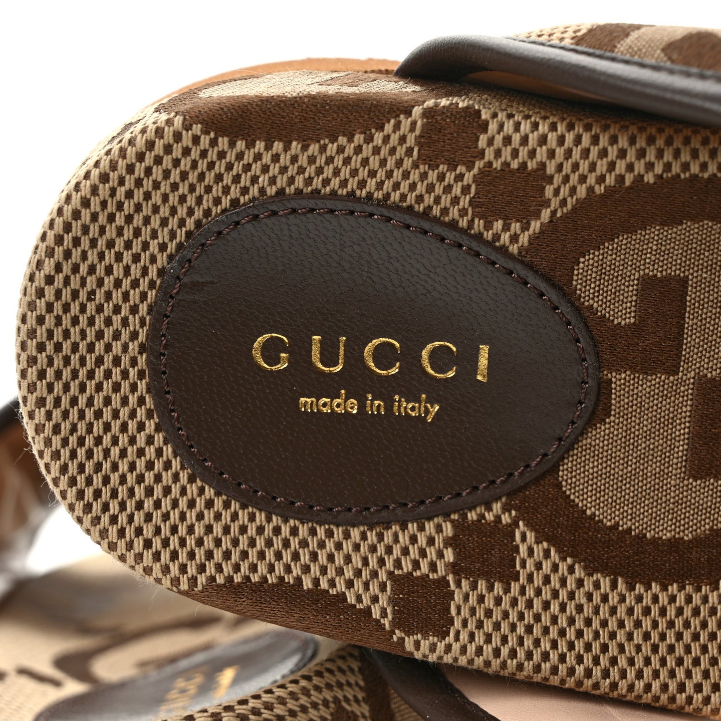 Monogram Jumbo GG Nappa Samoa Platform 40mm Slide Sandals 35 Camel Ebony New Acero