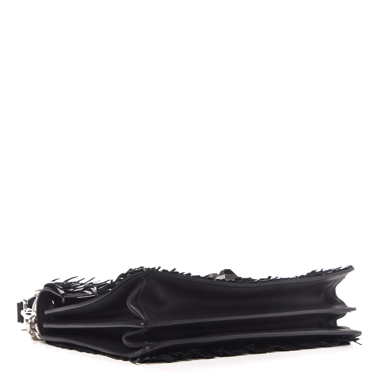 Vitello Century Opaco Monster Eyes Fringe Studded Kan I Shoulder Bag Black