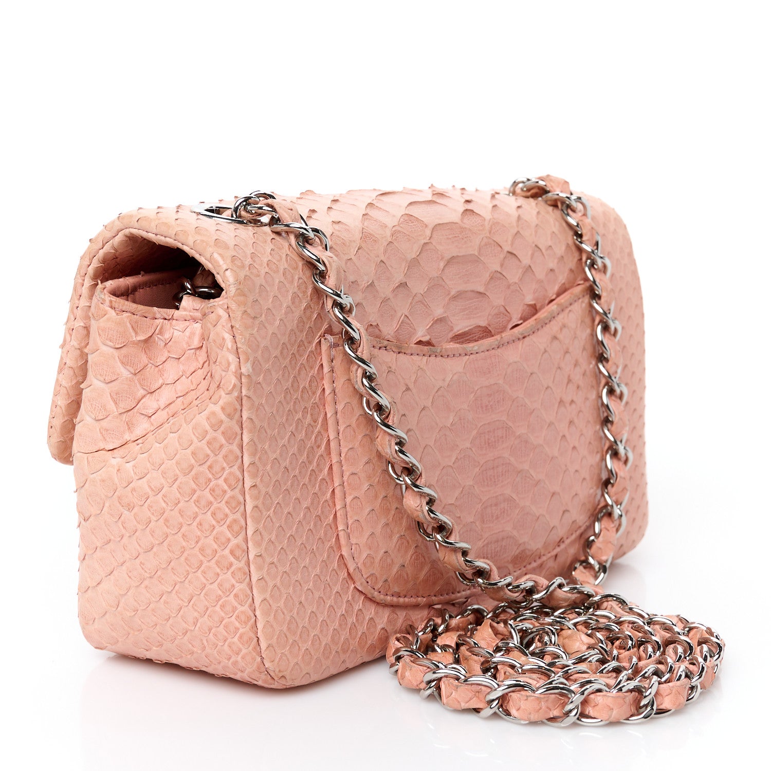 Chanel Snakeskin Mini Rectangular Flap Pink 3 of 11