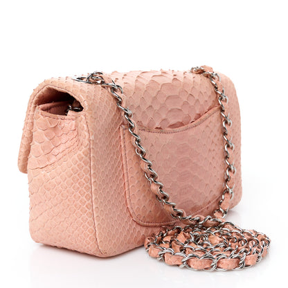 Chanel Snakeskin Mini Rectangular Flap Pink 3 of 11