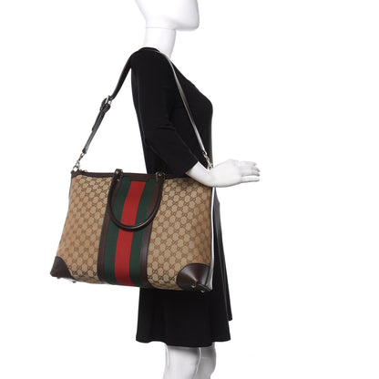 Gucci GG Canvas Vintage Web Large Tote Brown 2 of 11