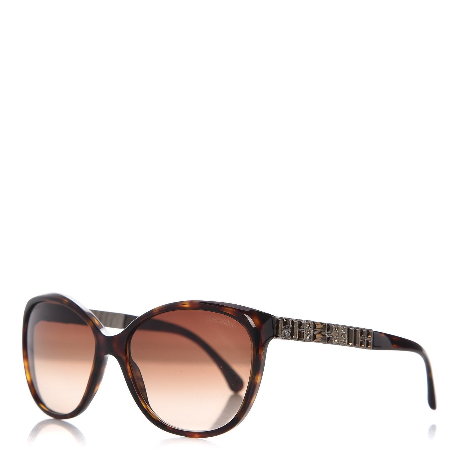 Crystal Baguette Cat Eye Sunglasses 5309-B Tortoise
