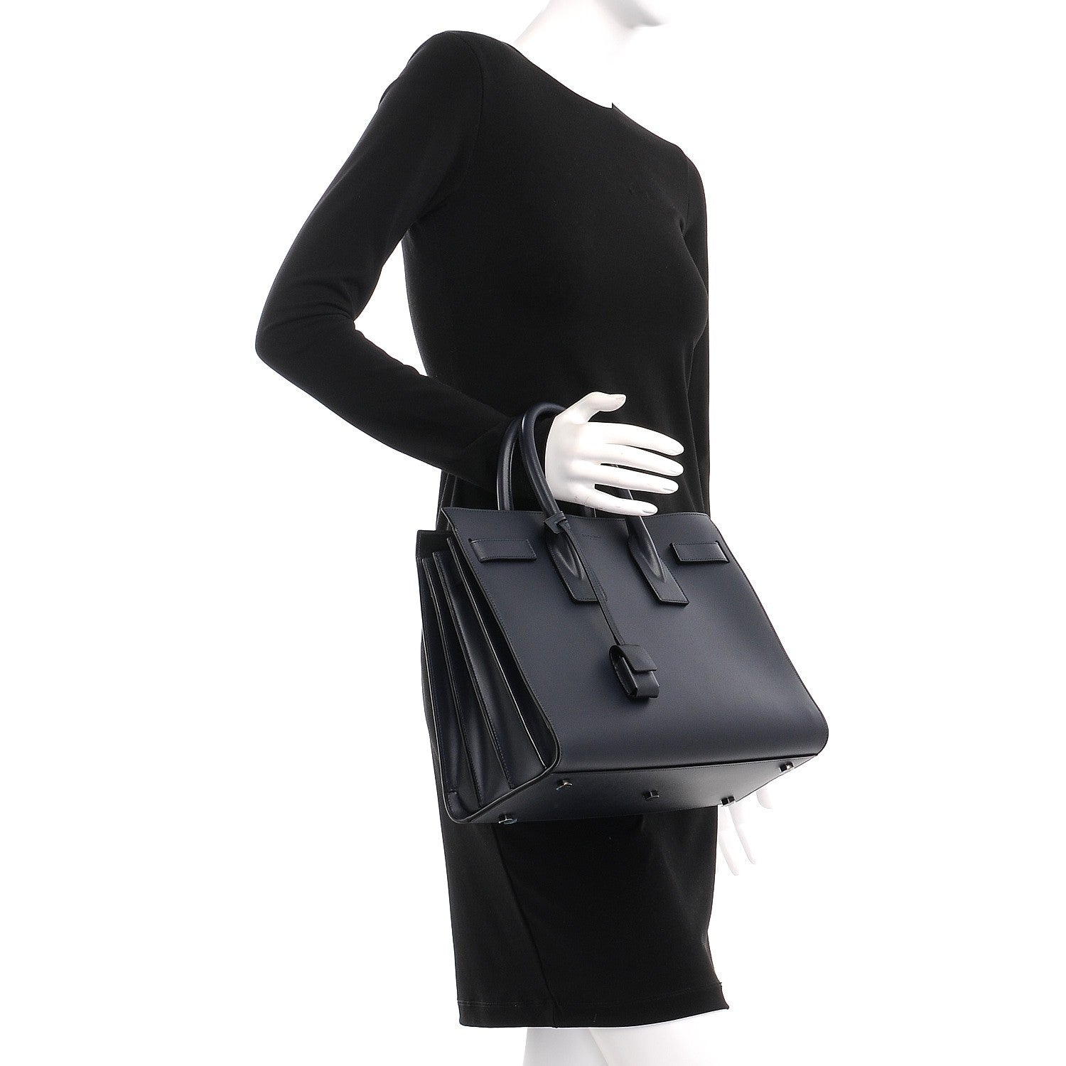 Saint Laurent Smooth Calfskin Small Double Face Sac De Jour Marine Black 3 of 9