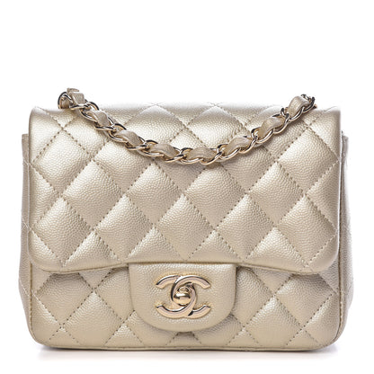 Chanel Metallic Caviar Quilted Mini Square Flap Light Gold 1 of 10