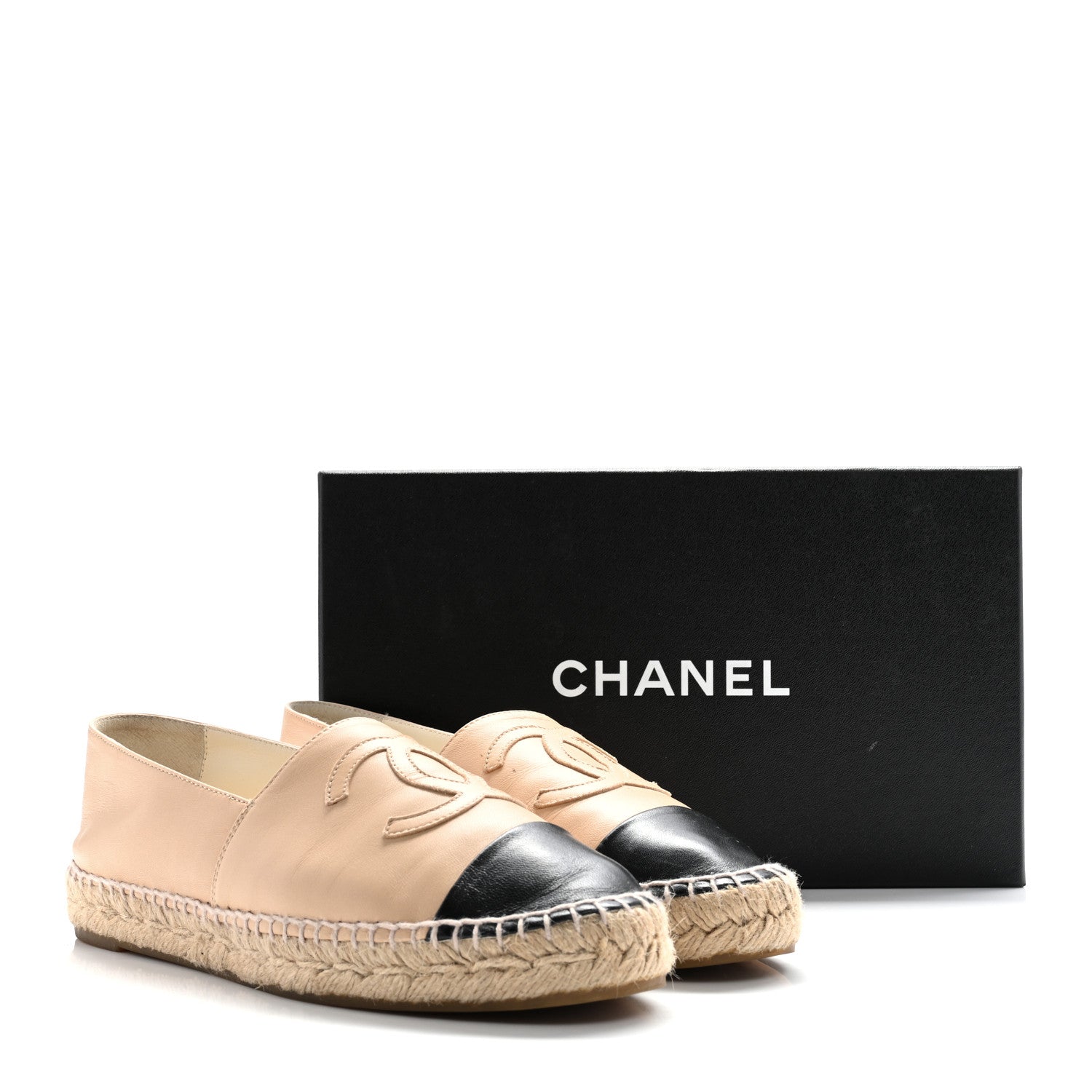 Chanel Lambskin CC Espadrilles 39 Beige Black 10 of 10