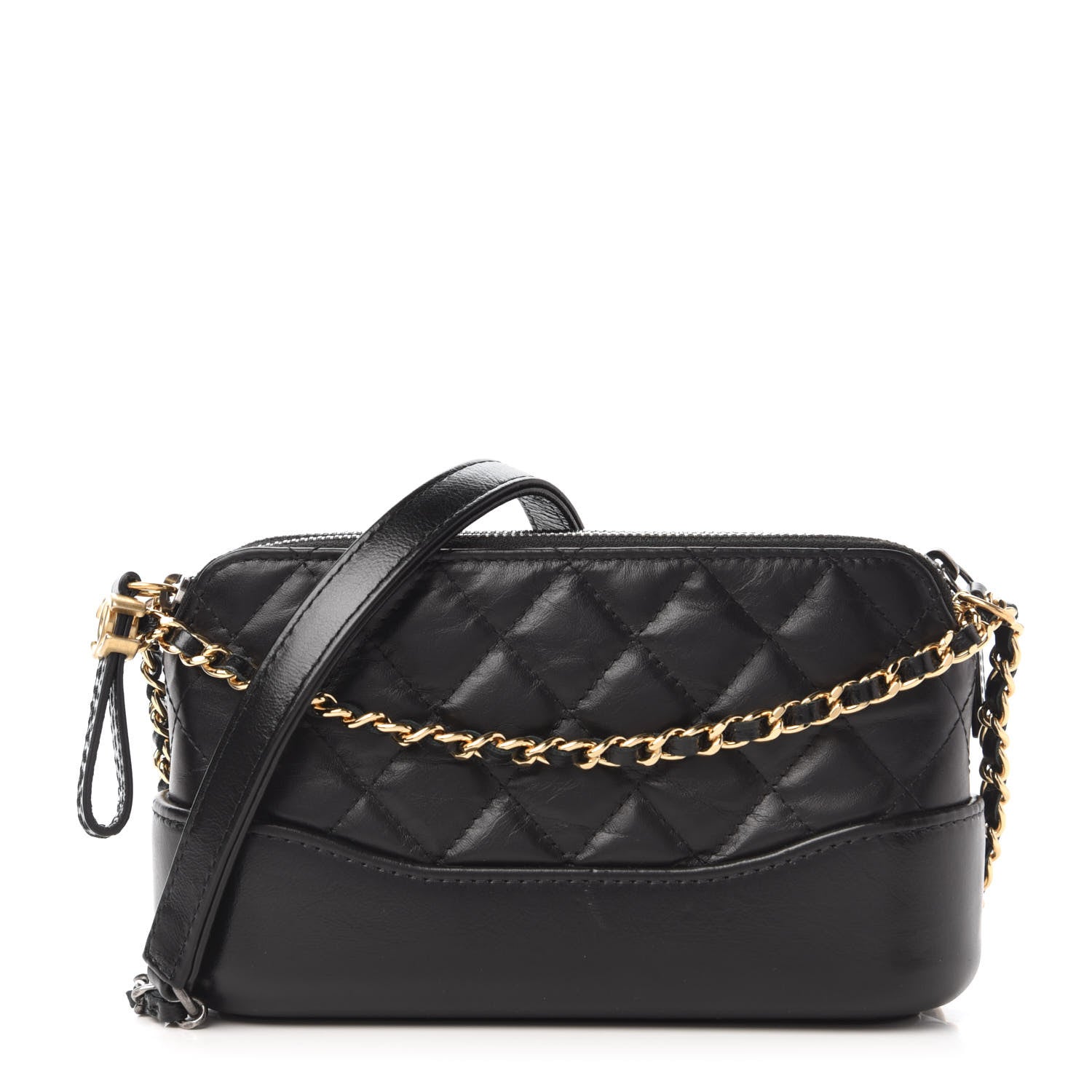 Chanel Aged Calfskin Quilted Small Gabrielle Clutch With Chain Black 1 of 11