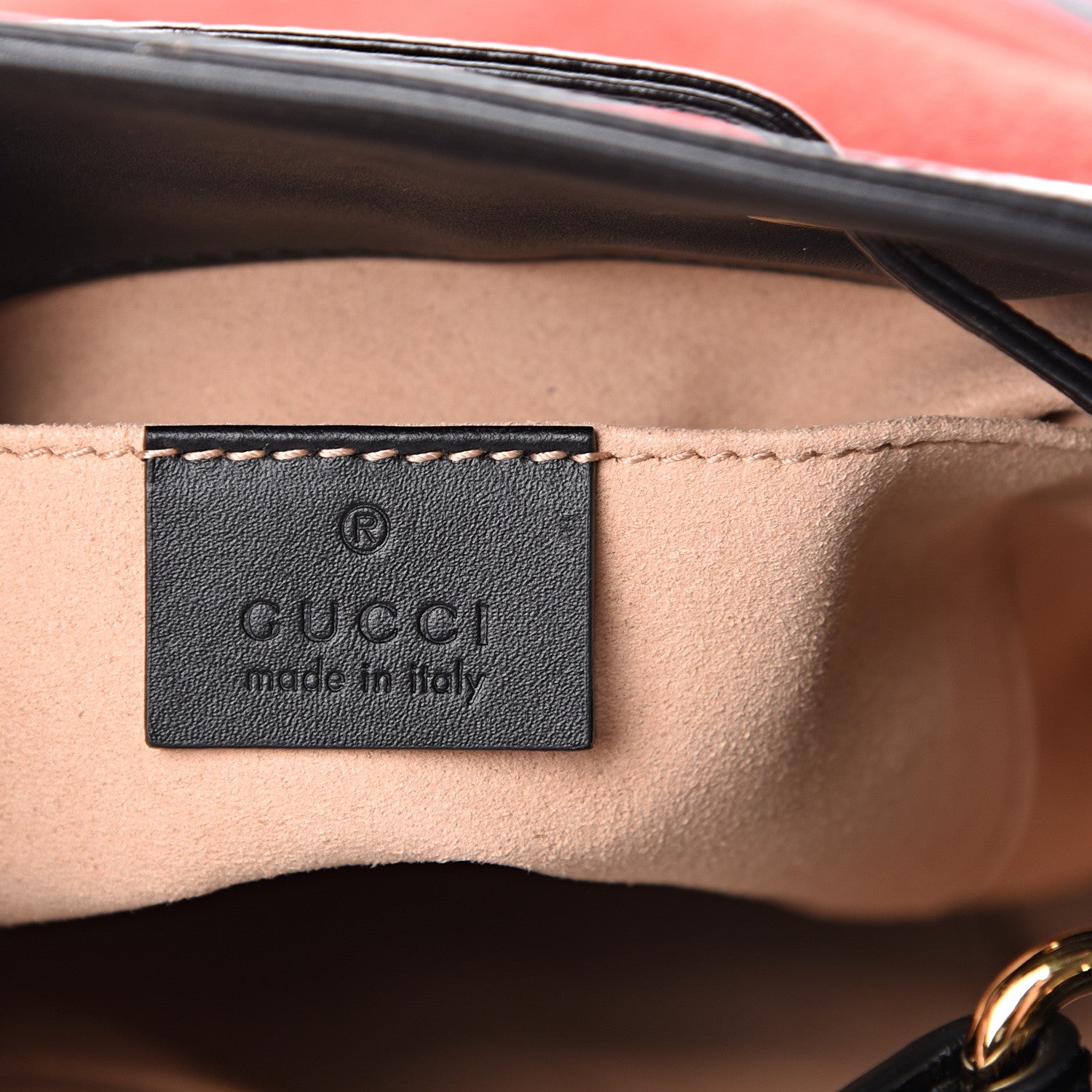 Gucci Suede Patent Web Small Ophidia Bucket Bag Hibiscus Red Black 5 of 9