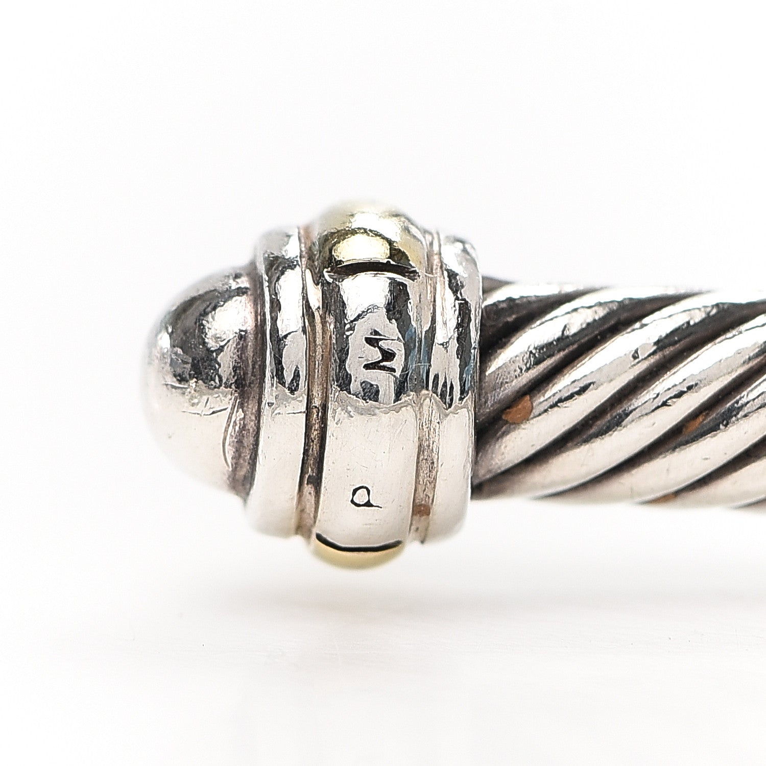 David Yurman Sterling Silver 18K Yellow Gold 4mm Cable Classics Bracelet 5 of 5
