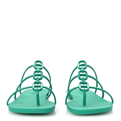 Hermes Rubber Womens Mykonos Sandals 37 Vert Tourmaline 3 of 9