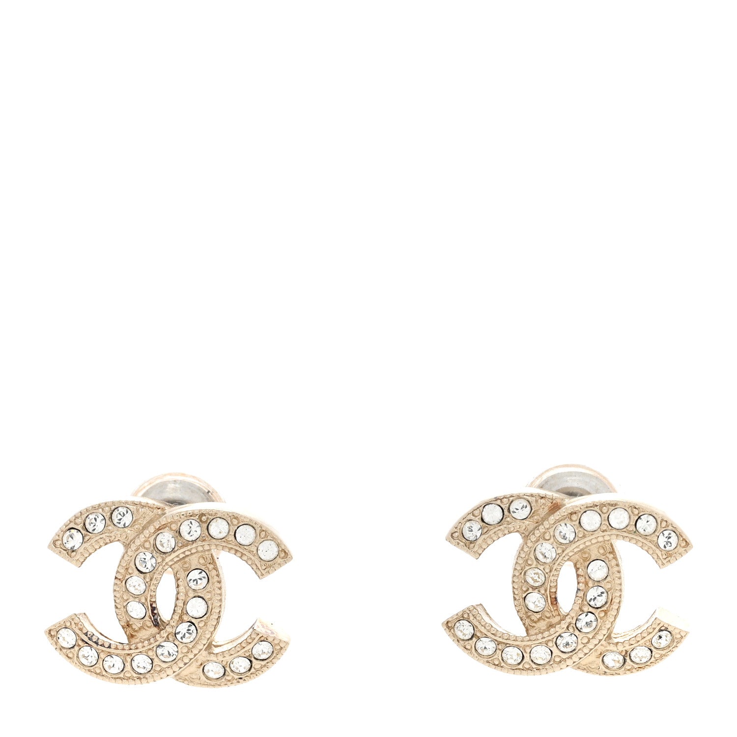 Chanel Crystal CC Earrings Light Gold 1 of 4