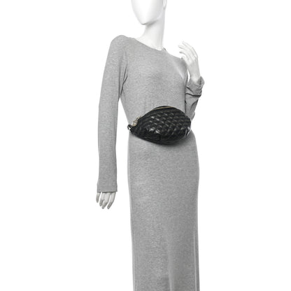 Chanel Metallic Caviar Striped Banane Waist Bag Fanny Pack Black Gold 2 of 12