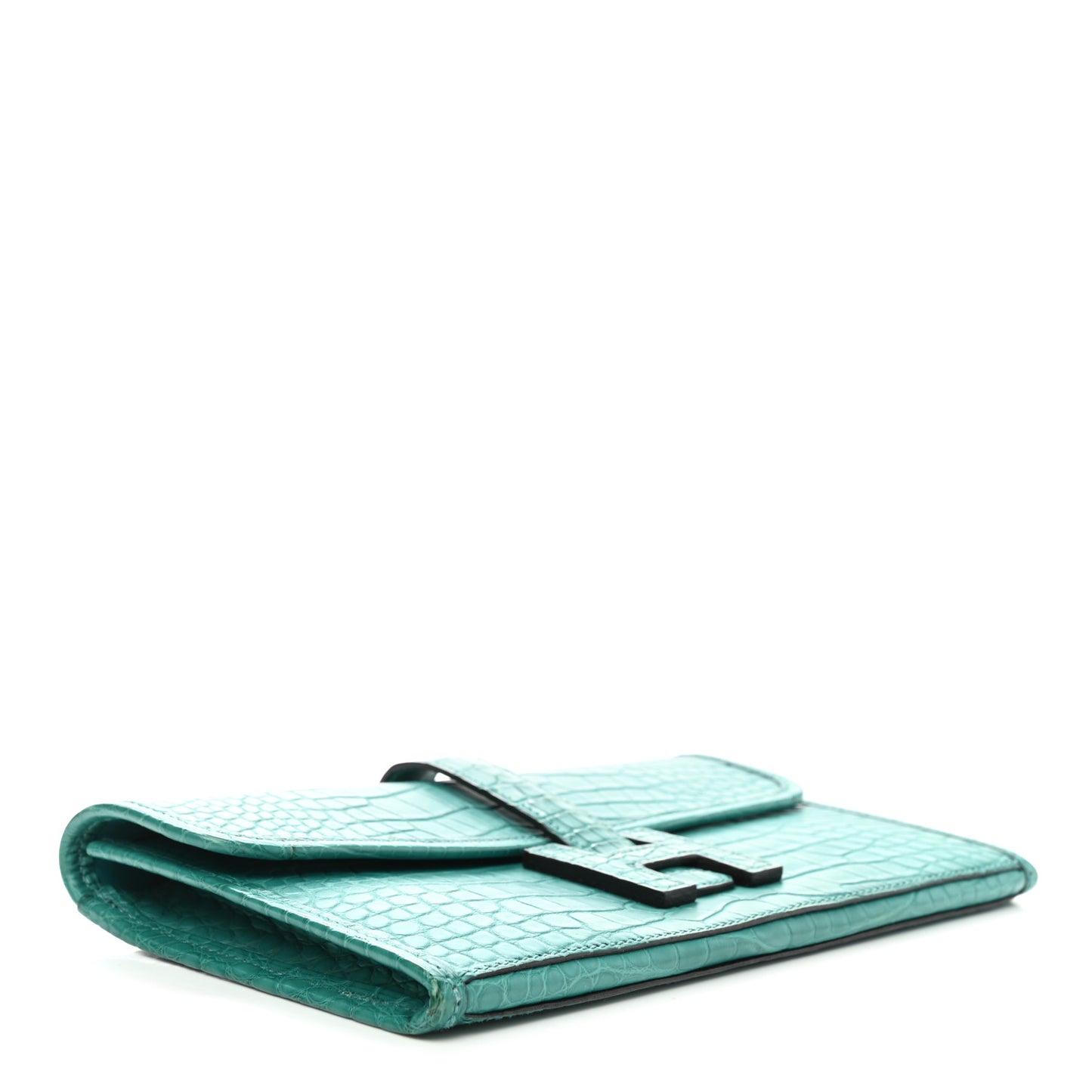 Matte Alligator Jige Duo Clutch Bleu Paon