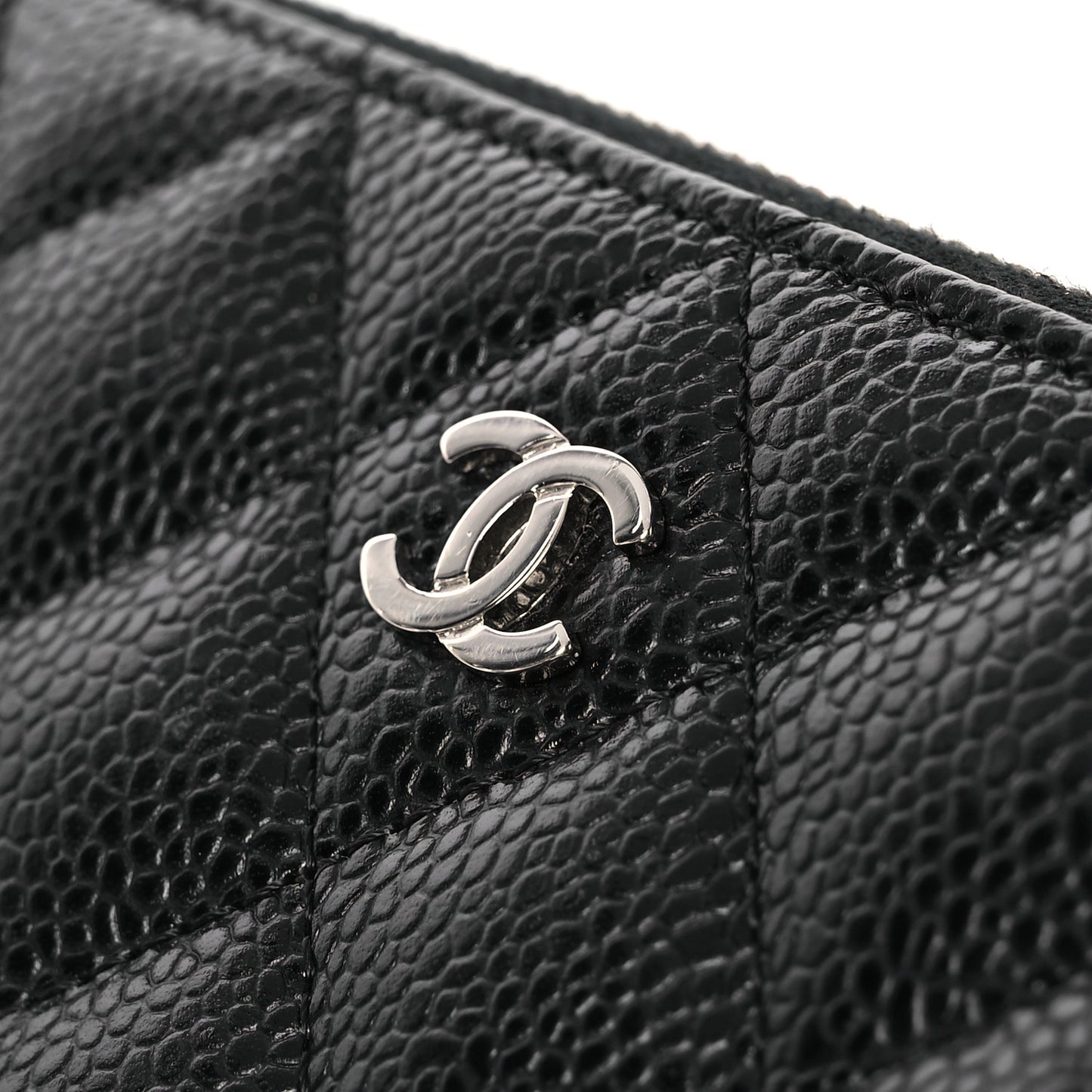 Caviar Quilted Large Gusset Zip Around Wallet Black