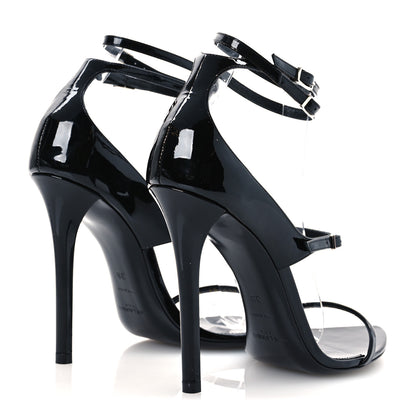 Saint Laurent Patent Calfskin Dita 110 Sandals 38 Black 5 of 11