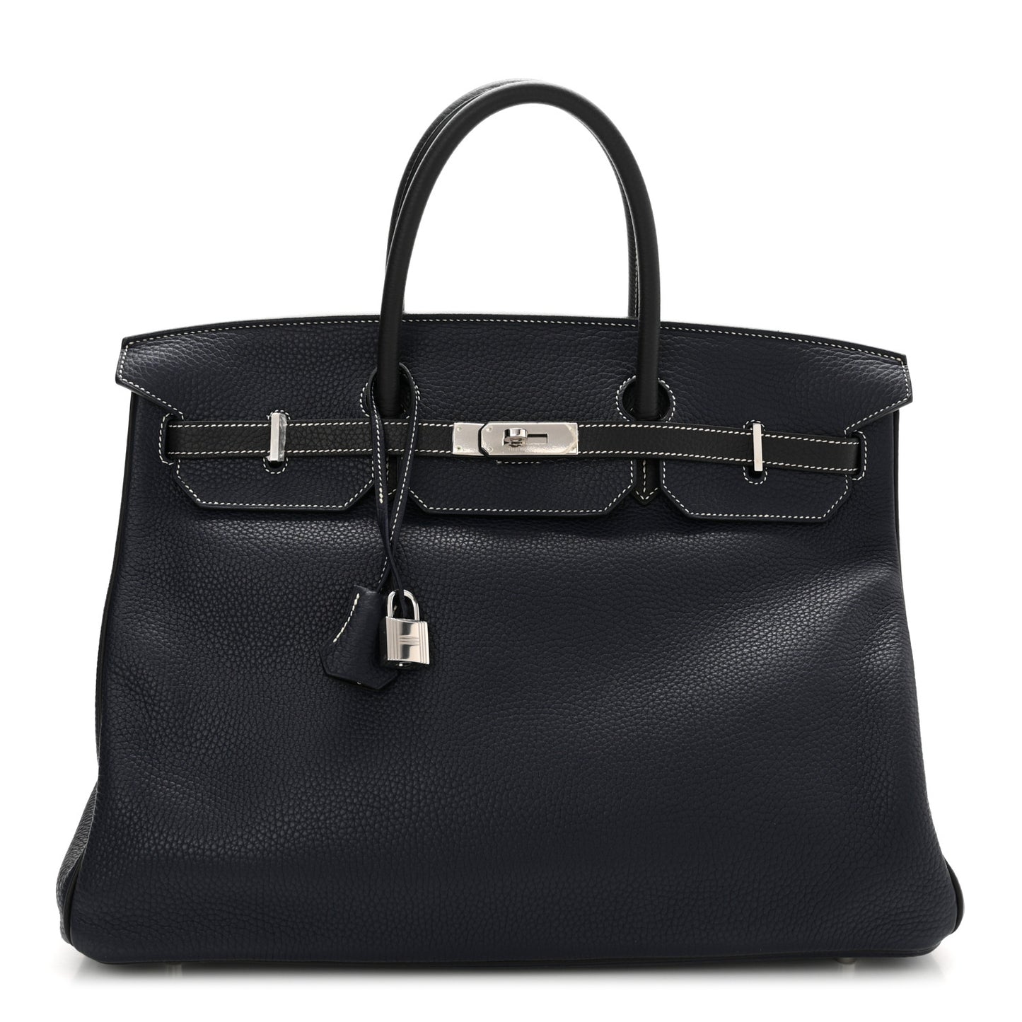 Togo Bi Color Horseshoe Birkin 40 Bleu Nuit Black