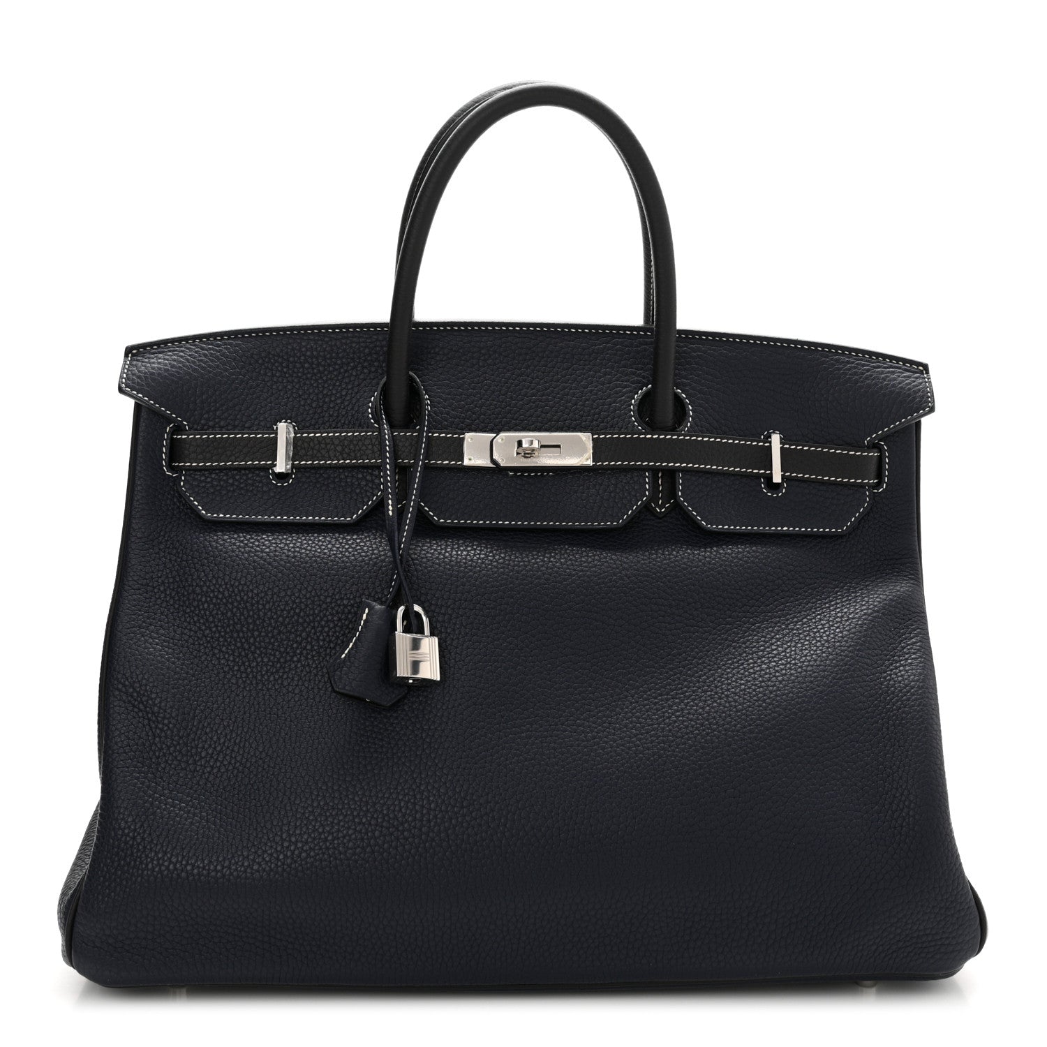 Hermes Togo Bi Color Horseshoe Birkin 40 Bleu Nuit Black 1 of 16