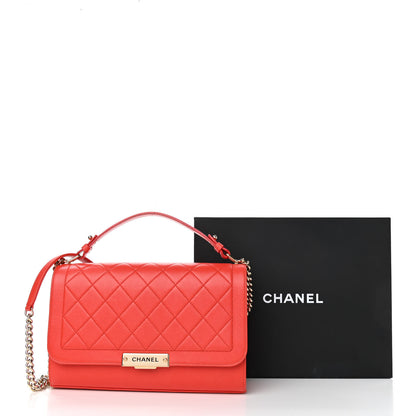 Chanel Grained Calfskin Quilted Large Label Click Flap Bag Red 14 of 14