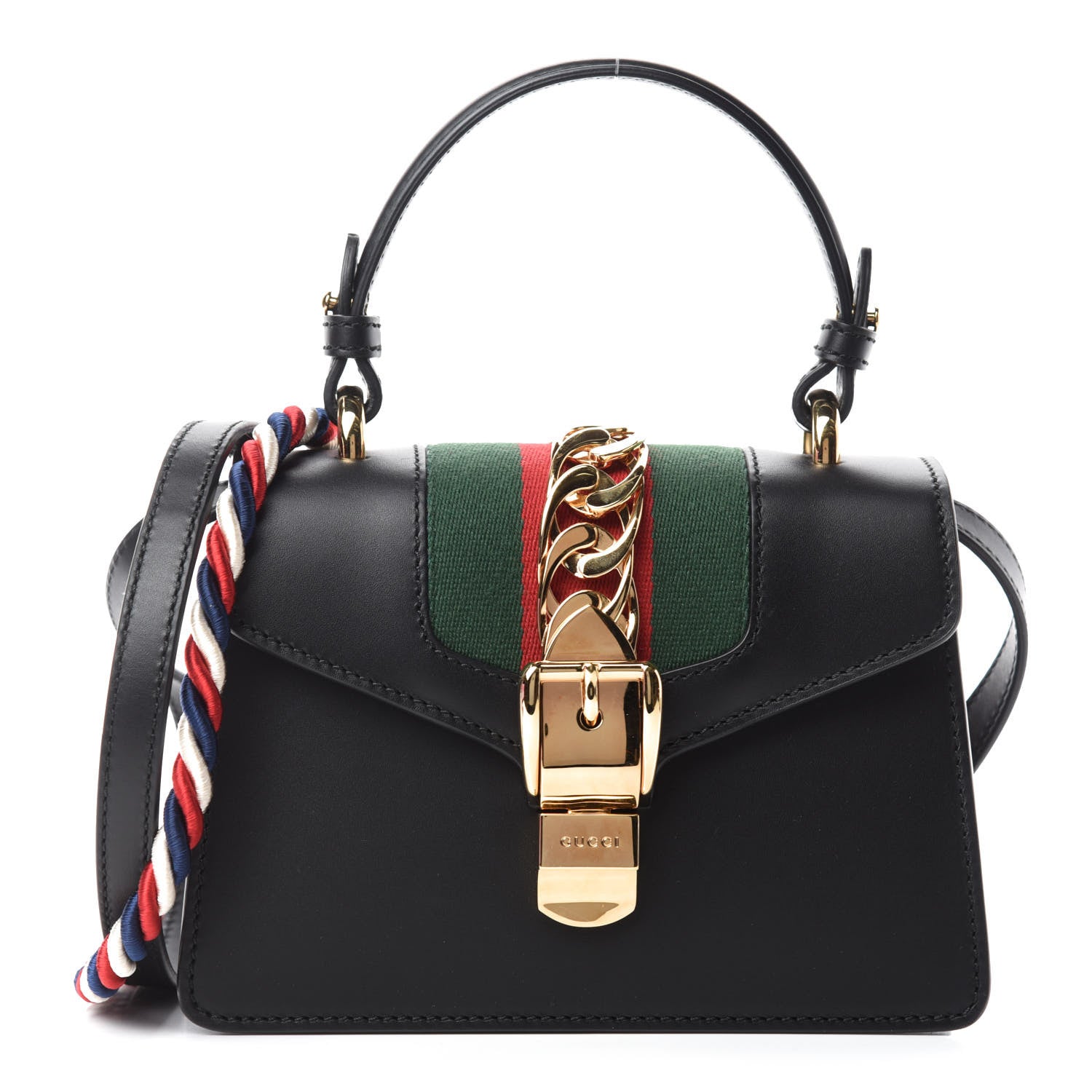 Gucci Calfskin Mini Sylvie Top Handle Bag Black 1 of 11