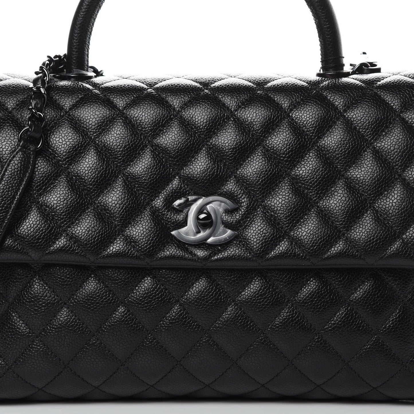 Caviar Quilted Medium Coco Handle Flap So Black