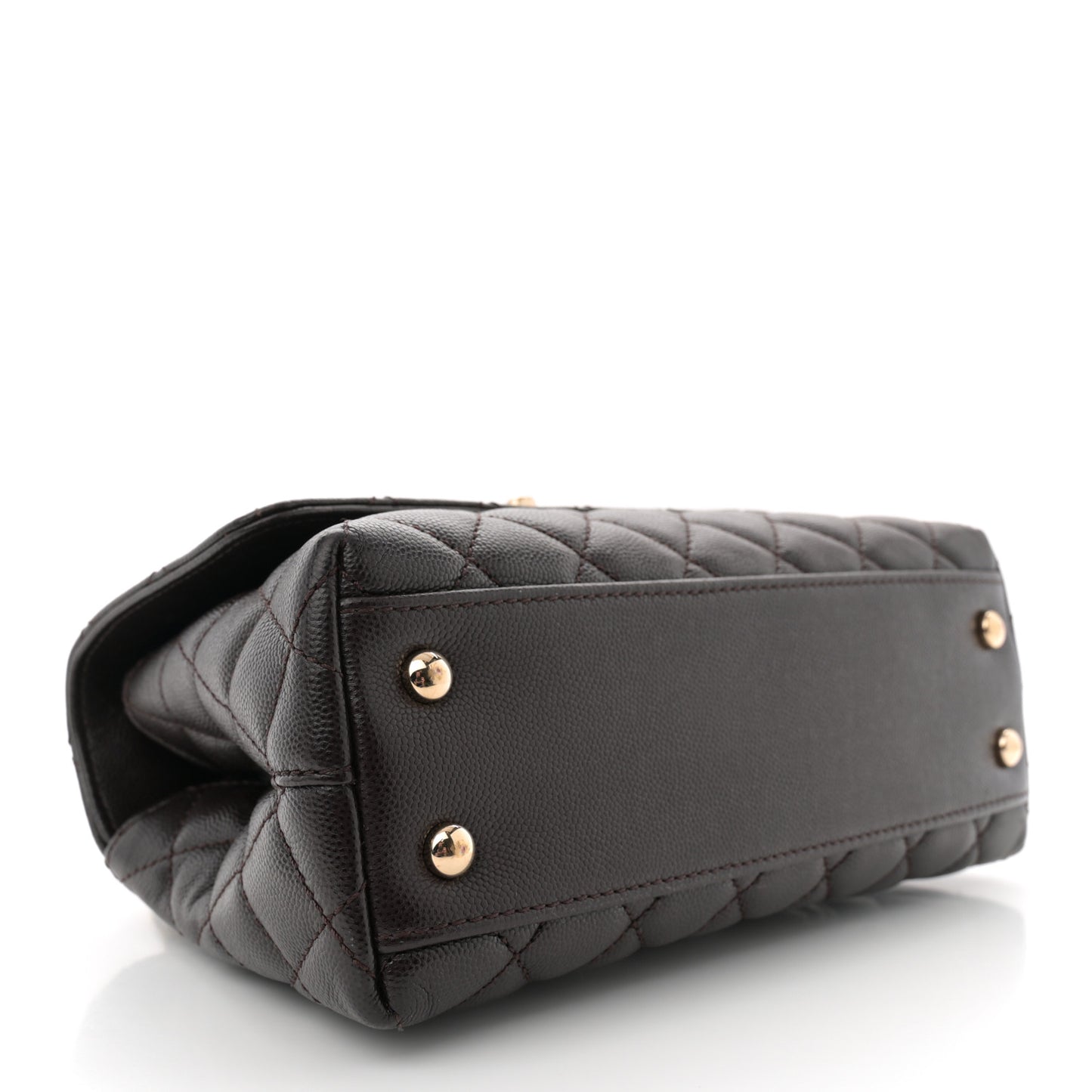 Caviar Quilted Mini Coco Handle Flap Dark Brown