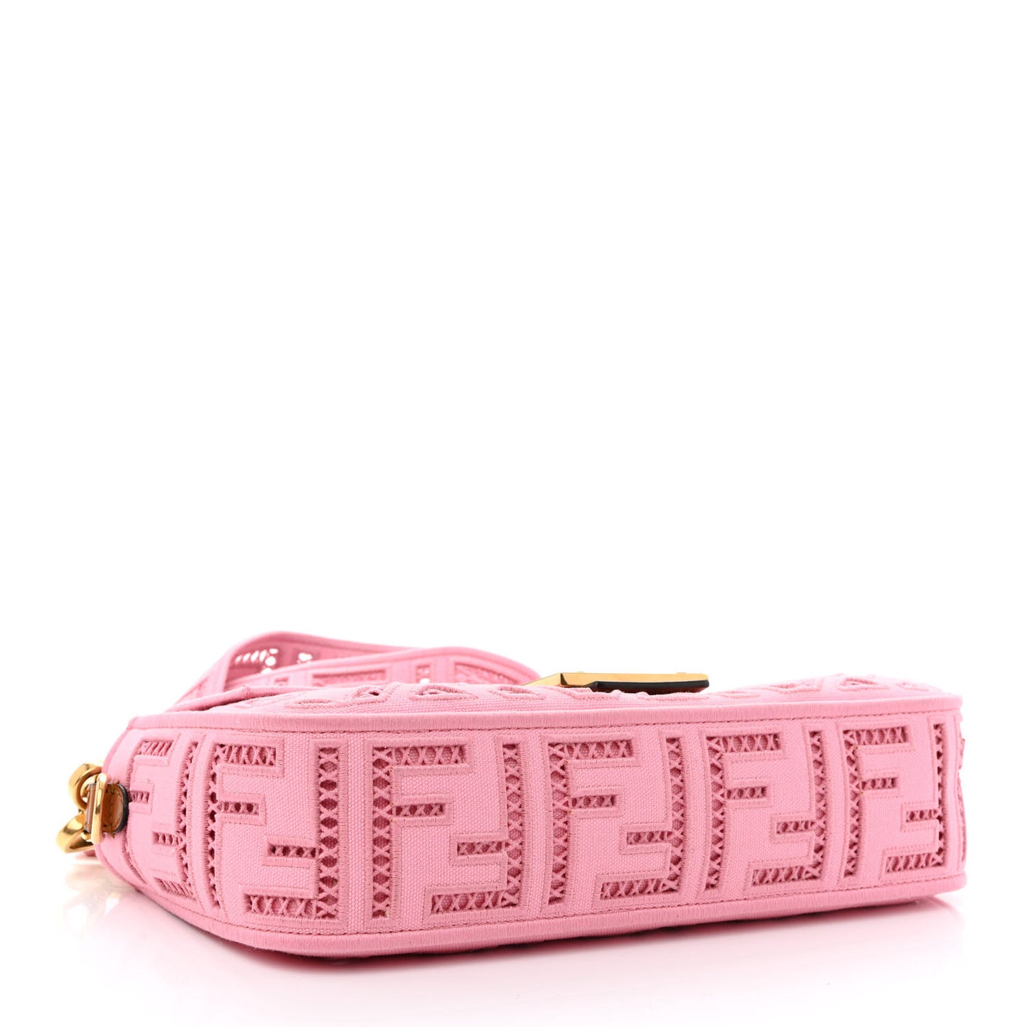 Canvas Cuoio Agata FF Ajour Embroidered Baguette Ciclamino Cuoio