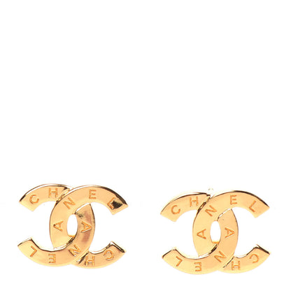 Chanel Metal CC Paris Button Stud Earrings Gold 1 of 5