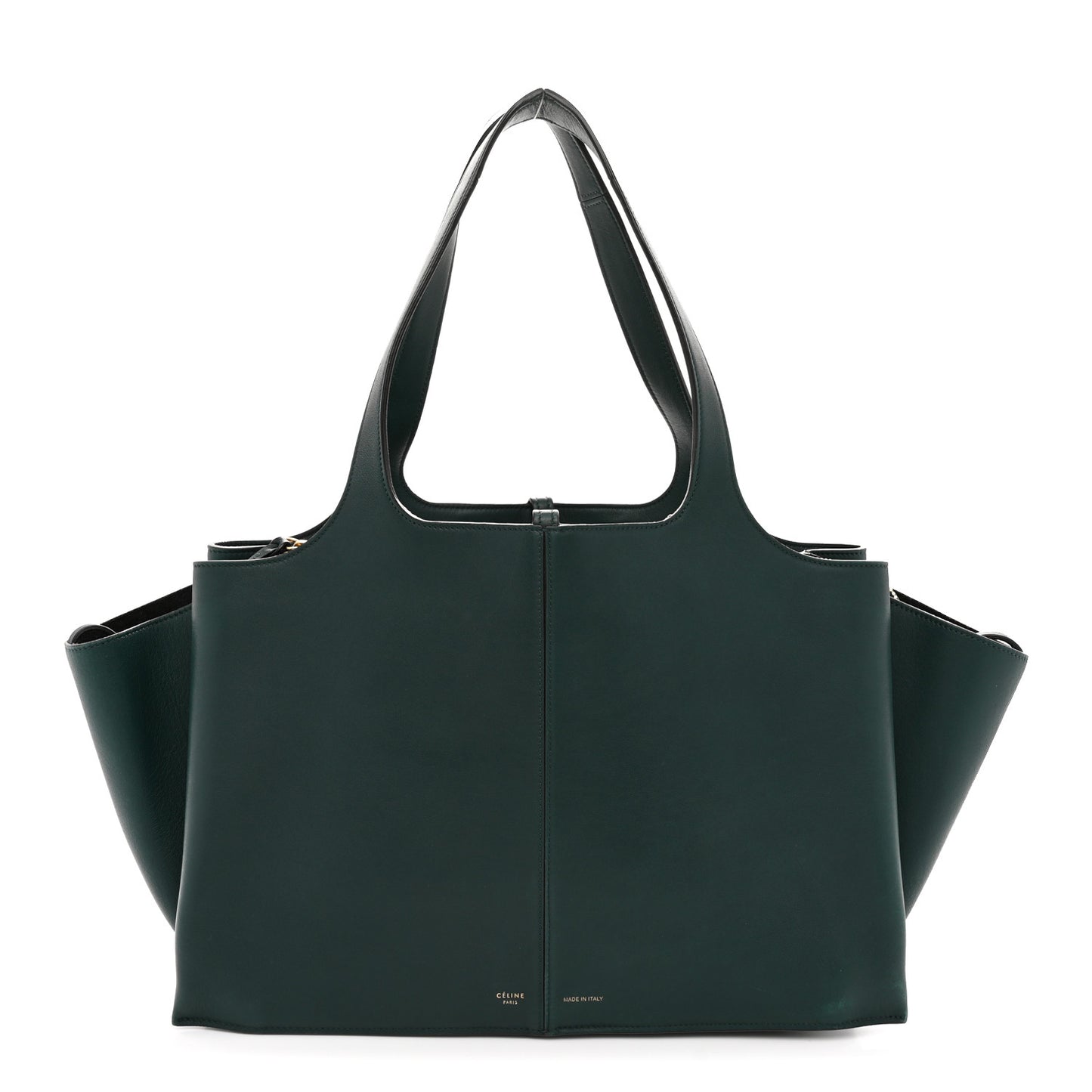 Smooth Calfskin Medium Tri-Fold Bag Bottle Green