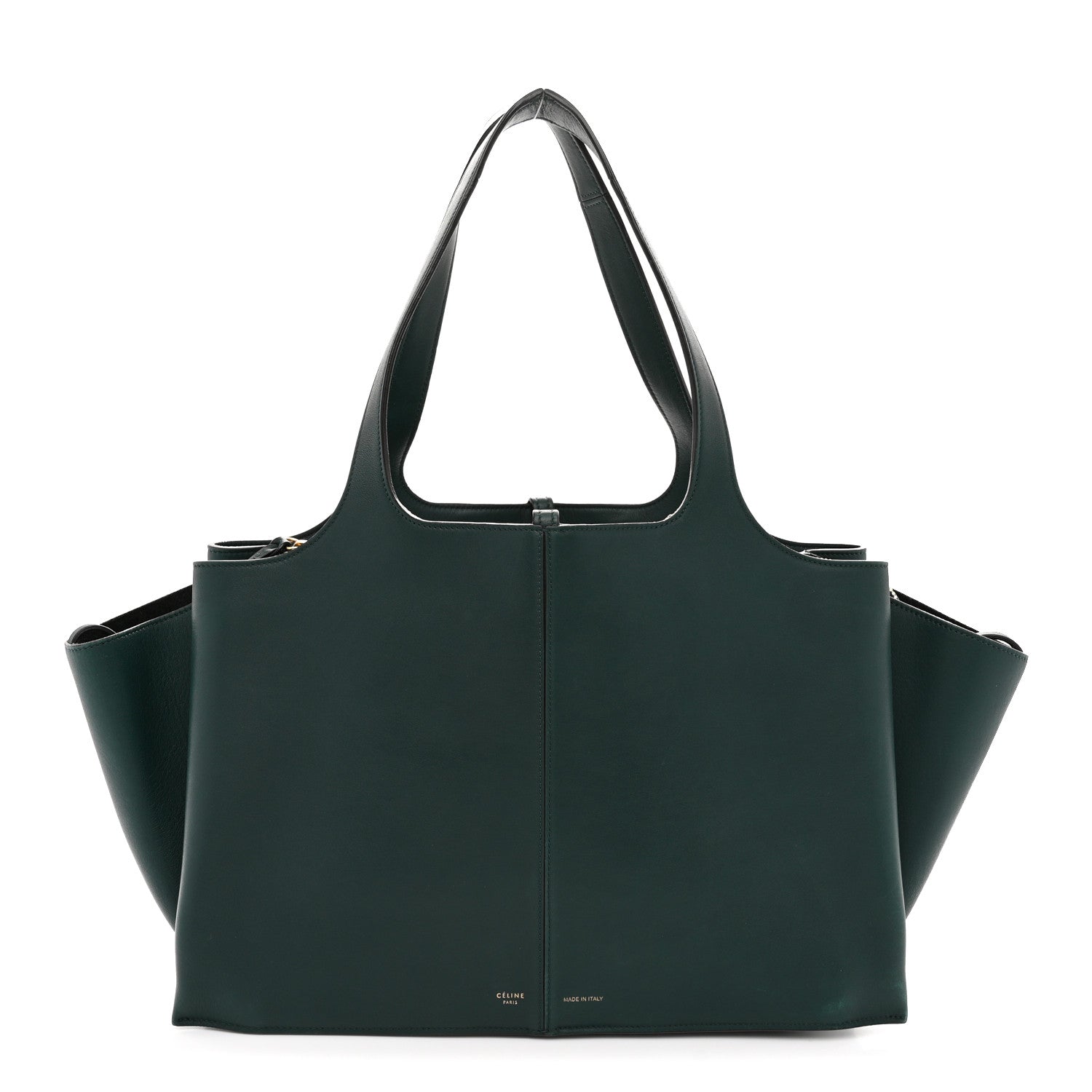 Celine Smooth Calfskin Medium Tri-Fold Bag Bottle Green 1 of 14
