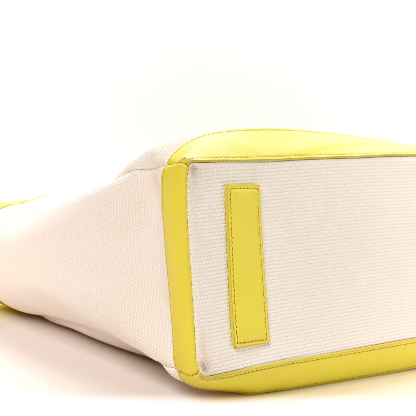 Canvas Calfskin Mini Logo Tote White Yellow