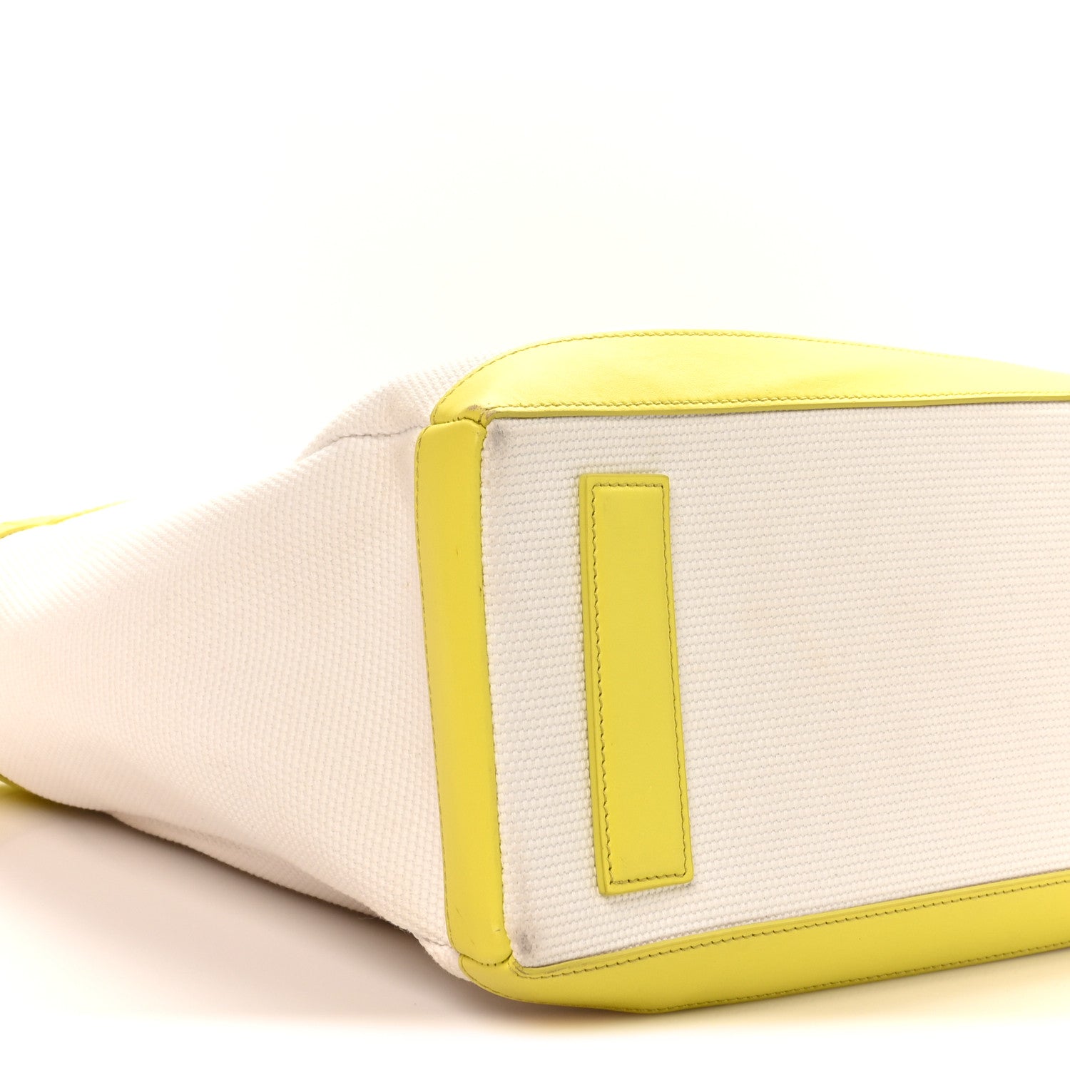 Tom Ford Canvas Calfskin Mini Logo Tote White Yellow 8 of 9