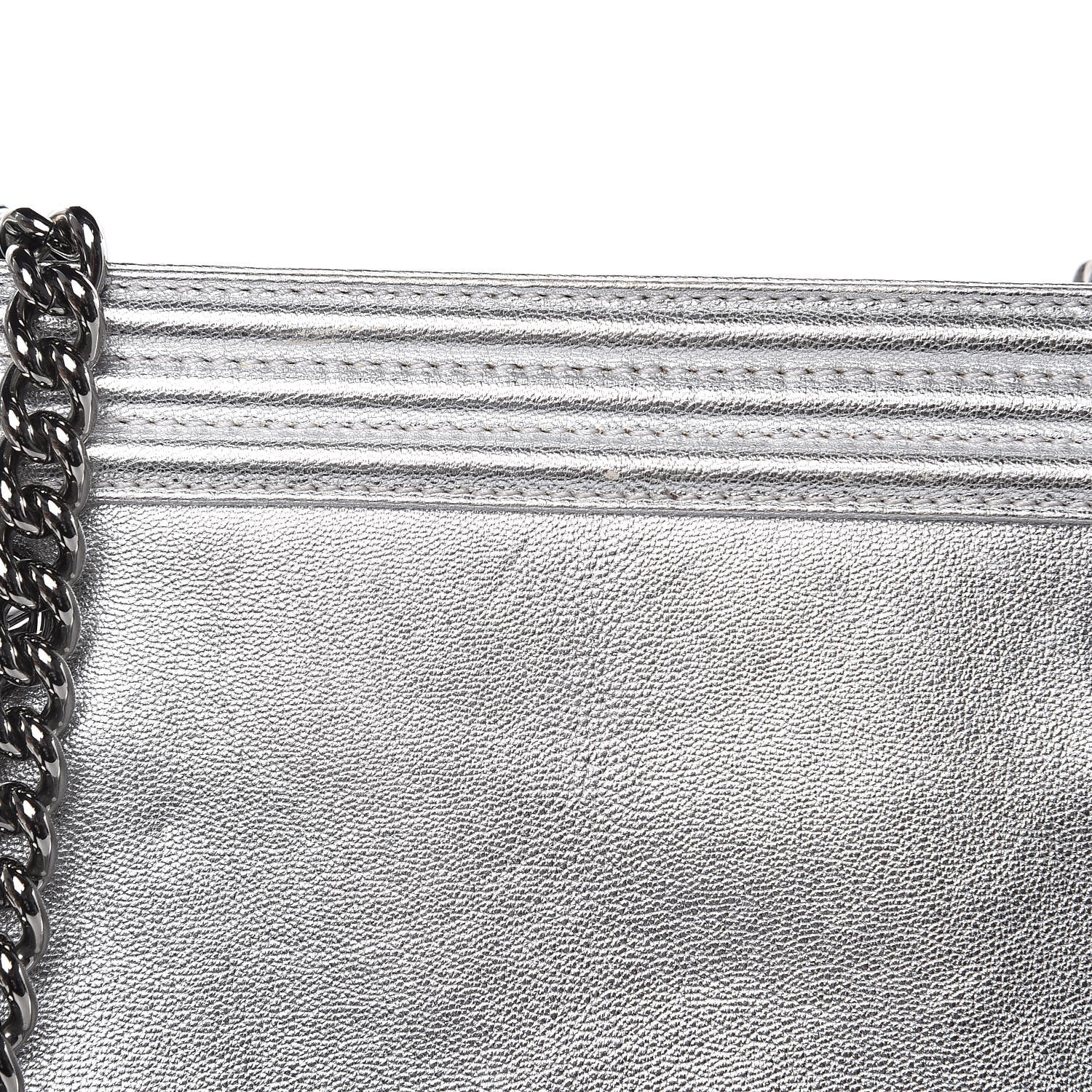 Chanel Metallic Goatskin Calfskin Bi-Color Large Boy Tote Black Silver 13 of 18
