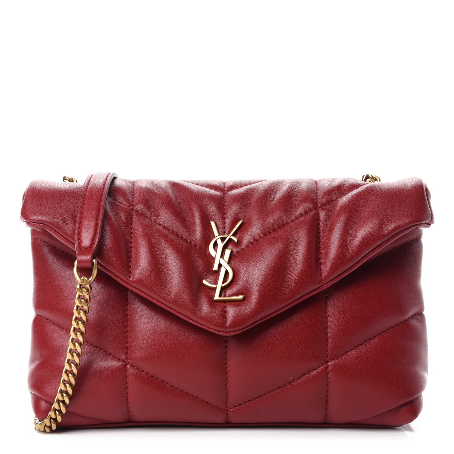 Lambskin Quilted Toy Loulou Puffer Monogram Chain Satchel Red