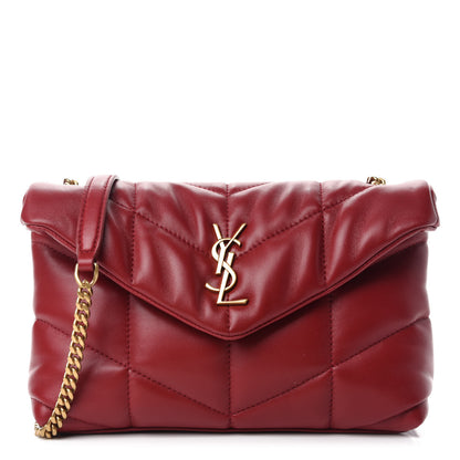 Saint Laurent Lambskin Quilted Toy Loulou Puffer Monogram Chain Satchel Red 1 of 12