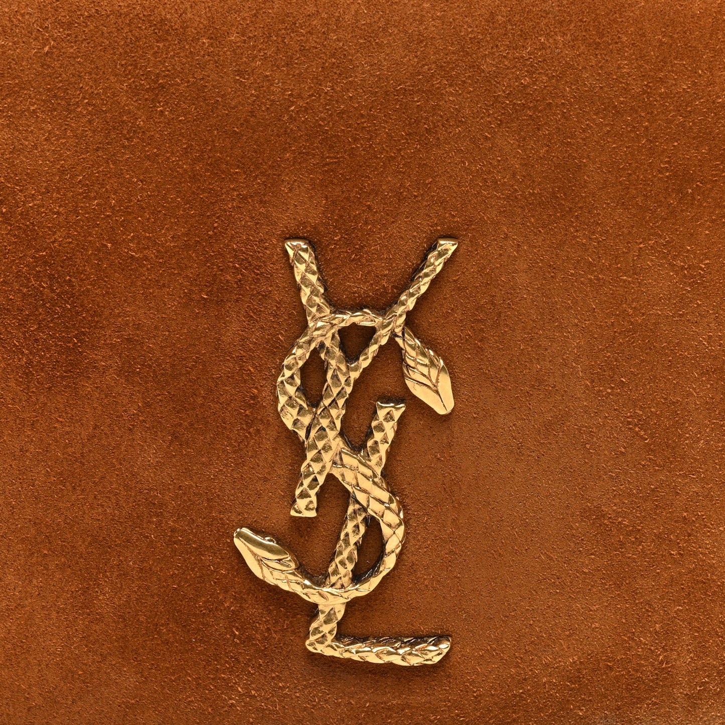 Suede Small Dylan Snake Monogram Satchel Fox