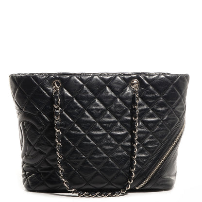 Chanel Leather Quilted Cotton Club Large Tote Black 1 of 7